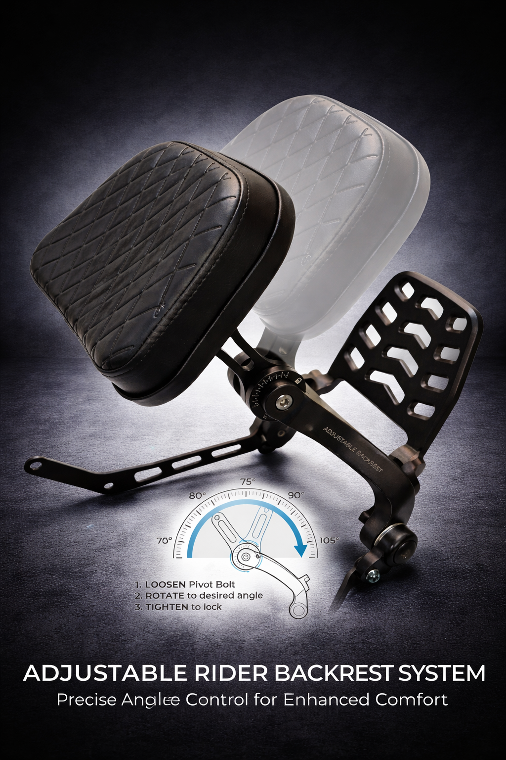 Adjustable Bike Back Rest Black | Premium Rider Support Cushion