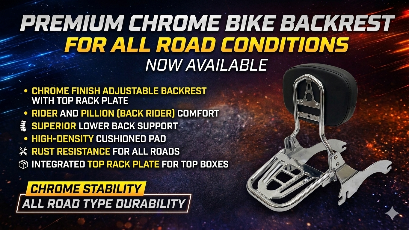 Premium Stainless Steel Adjustable Back Rest Chrome | SKD BIKE WORLD ...