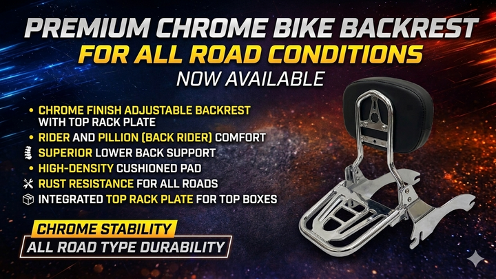 Premium Stainless Steel Adjustable Back Rest Chrome | SKD BIKE WORLD ...